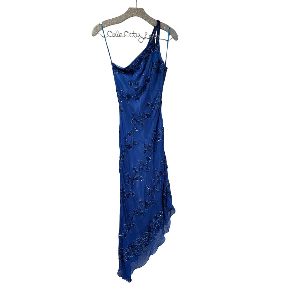 Beautiful Blue Beaded Cache Dress Silk 2 Vintage Fairycore